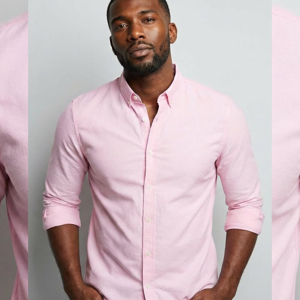 Stafford Men’s Wrinkle Free Travel Oxford Shirt Pink Button Down Regular 16.5